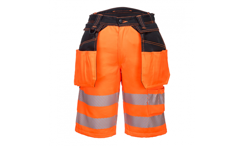 PW343 - PW3 Hi-Vis Holster Pocket Shorts Orange/Black